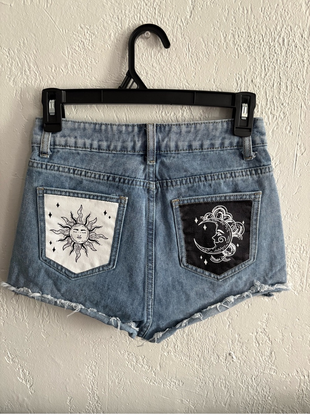 SHEIN - Size 2 - Denim Sun & Moon Embroidered High-Waist Women’s Shorts